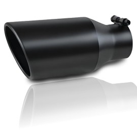 Mupera - Punta de escape de entrada de 2.5 pulgadas, salida de 4 pulgadas, recubrimiento de polvo negro de 9 pulgadas de largo para puntas de escape universales de 2.5 pulgadas de diámetro exterior
