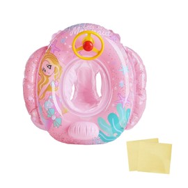 Ukiwa Children's Float, Toon Design, Baby Float, Includes Handle, Sponge Bottom, Steering Wheel, Sitting, Kids, Toddler Float, Foot, Swimming, Summer Vacation, Sea, Pool, Beach, Water Play (Pink)