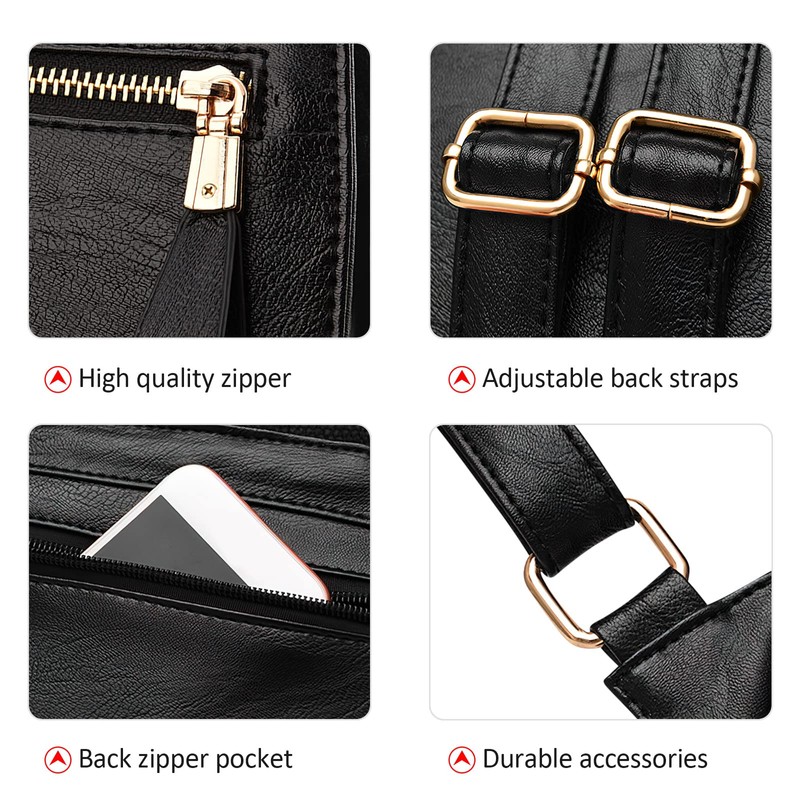 DIRRONA Women's Backpacks Casual Daypacks Anti-Theft Ladies Rucksack Waterproof PU