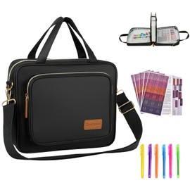 Bible Cover for Women – Large Bible Case with Zipper, Floral Journal Bag with Handle & Shoulder Strap, Christian Gift for Bible Study & Church, Black