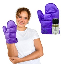 Naturalness - Compresa De Semillas Tipo Guante Auxiliar En Aliviar El Dolor En Manos Color Morado - Incluye Aceite Para Masaje de 5ml (Muestra gratis)