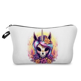 Livel lhood Skull Unicorn Makeup Bag Cute Small Organizer Zipper Pouch Skull Unicorn Coametic Bag Birthday Present for Women Friends -4, hzz16310