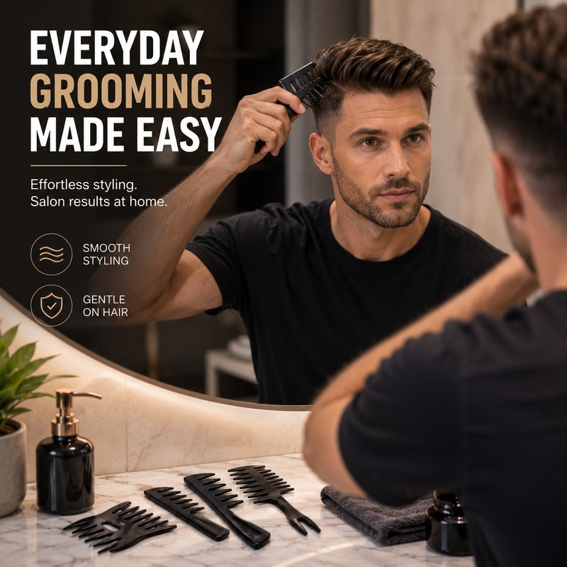 5-Piece Hair Styling Comb Set for Men & Women –