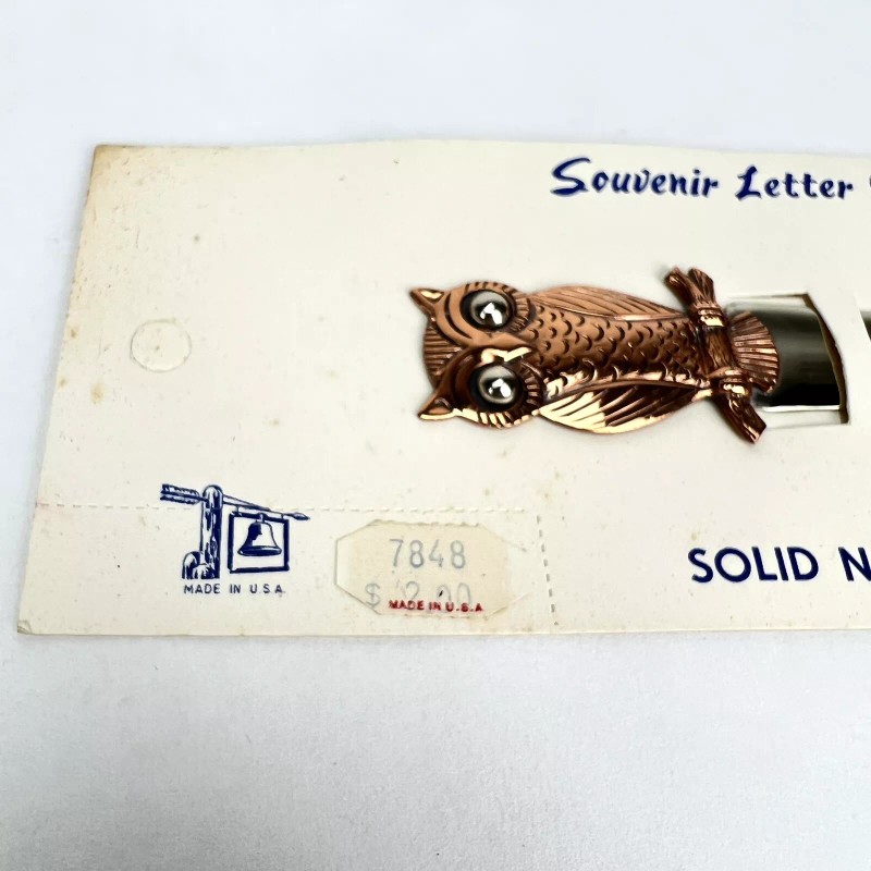 Vintage COPPER & NICKEL SILVER OWL Letter Opener NEW ON