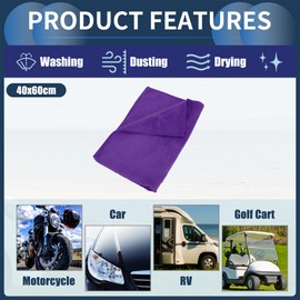 INFINAUTO Cleaning Cloths Towel,Car Drying Plush Cloth Absorbent Microfiber Purple,3pcs 420g/㎡ 40x60cm