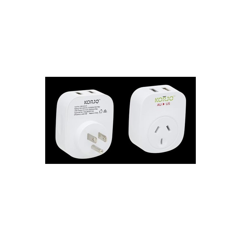 Korjo USB A+C - US Converter: AUS/NZ Power Socket Plus