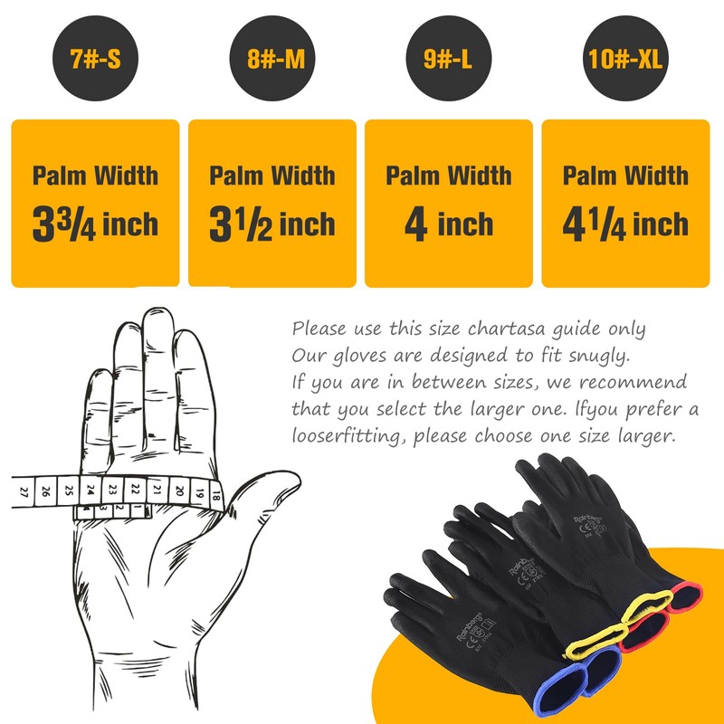 Rainberg Pack of 12 or 24 Safety Gloves, Work Gloves,