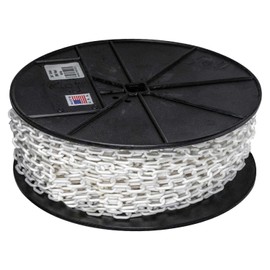 Mr. Chain Plastic Barrier Chain Reel, White, 3/4-Inch Link Diameter, 200-Foot Length (00101)