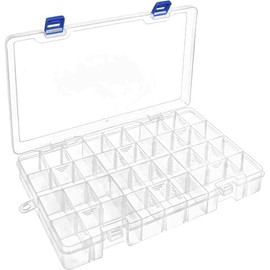 DIFIT Plastic Organizer Box with Dividers - Bead Storage & Small Parts Organizer (2pcs, 34gird)