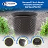 Suncast Sonora 22 Inch Resin Wicker Decorative Garden Planter, Java