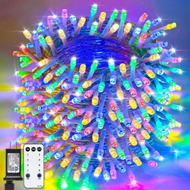 ZHOUDUIDUI Christmas Lights Outdoor, 800LED 330FT Multicolor String Lights 8 Modes Timer Plug in Waterproof Indoor Outdoor Christmas Lights for Christmas Wedding Garden Yard Party Tree Decoration