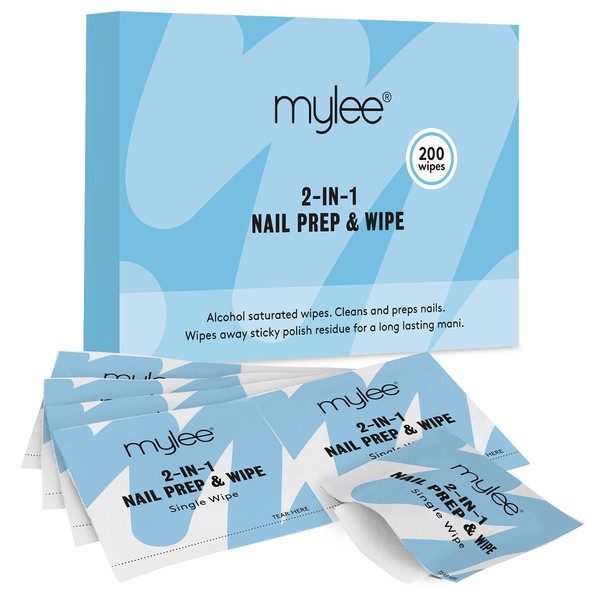 Mylee 200pcs Gel Polish Prep & Shine Wipes, UV LED Gel Nails Soak Off Varnish & Sticky Residue Remover, Cleanses Nail Plate Pre-Manicure Pedicure and Removes Sticky Inhibition Layer