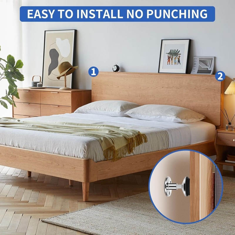 Beyetsea 4Pcs Headboard Stoppers for Wall, Adjustable Bed Frame Stabilizer