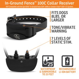 SportDOG Brand Rechargeable In-Ground Fence Add-A-Dog Collar - Waterproof with Tone/Vibration and Static - SDF-CR,Black