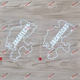 2X White 6'' Zacatecas Zac State of Mexico Decal Sticker Mexican Map Outline Car Vinyl