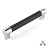 Leather Chrome Bar Kitchen Cabinet Door Handle Cupboard Drawer Bedroom