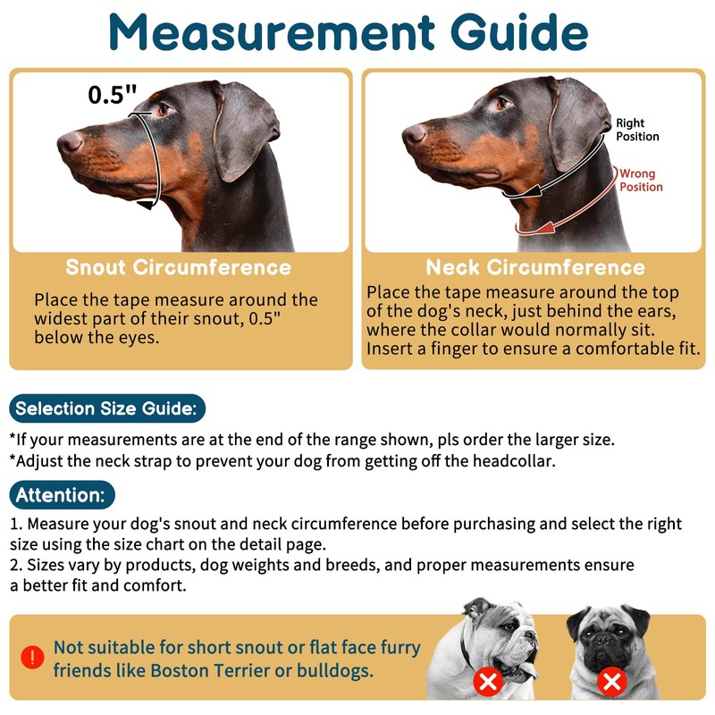 BARKLESS Muzzle Leash for Heavy Pullers, No Pull Stylish Head