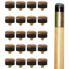 LAJUP Pack of 20 Pool Cue Tips, 12 mm, High-Quality Billiard Accessories, Hard Leather Tips with Screw Installation Method, Replacement Tips Set in Brown, Brown Tip Set, Billiard Accessories