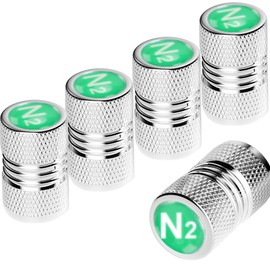 Ruayia Valve Caps Car 5 Pieces, Car Valve Cap Aluminium Metal with Seal for Stable Tyre Pressure, Car Valve Cap Valve Cover Tyre Valve Caps Car SUV Motorcycle - N2 Green