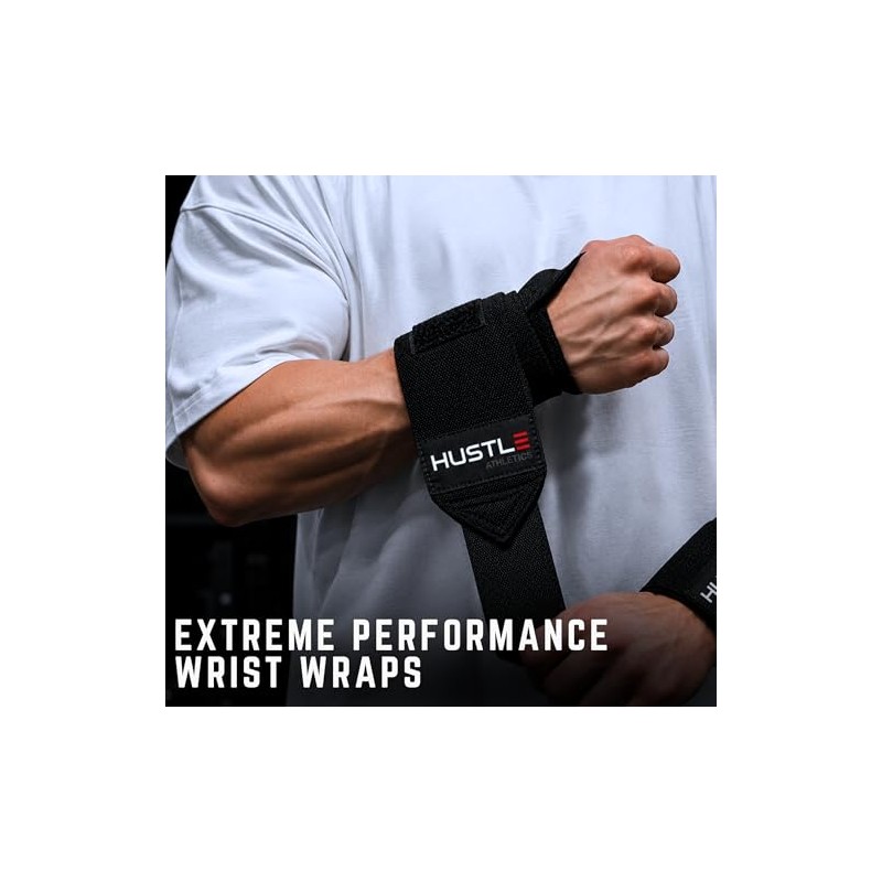 Hustle Athletics Wrist Wraps Weightlifting - Best Support for Gym
