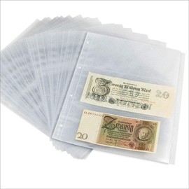 SAFE Pack of 15 5483 Banknote Sleeves | Banknote Sleeves | Supplementary Sleeves Banknote Album | DIN A4 | with 3 Pockets 97 x 220 mm | Transparent | for 6 Banknotes