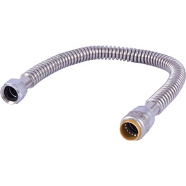 SharkBite Max 3/4 Inch x 3/4 Inch FIP x 24 Inch Stainless Steel Corrugated Flexible Water Heater Connector, Push to Connect Brass Plumbing Fitting, PEX Pipe, Copper, CPVC, PE-RT, HDPE, URSS3088FX24