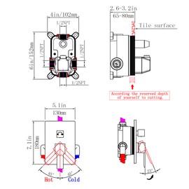 SKOWLL Shower Valves Dual Function Shower Temperature Valve Single Handle Shower Diverter Valve Kit Wall Mount 2 Way Pressure Balance Valve Trim, Brushed Nickel