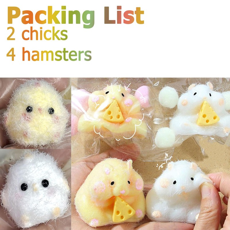 6PCS Taba Squishy Toys,Hamster Squishy Fidget Toys Gift for Children