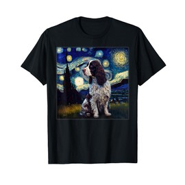 Surrealism Starry Night English Springer Spaniel dog Men Women Girls Kids T-Shirt