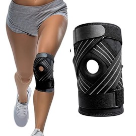 SEVEN MINE Rodillera para Ligamentos Cruzados Ortopedica con Varillas Flexibles  Esguince Ligamentos Cruzados Luxación (Negro, Small)                 