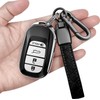 Sindeda for Honda Key fob Cover with Leather Keychain Soft