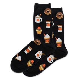 Hot Sox Women's Pumpkin Spice Crew Socks 1 Pair, Black, Shoe Size: 4-10.5