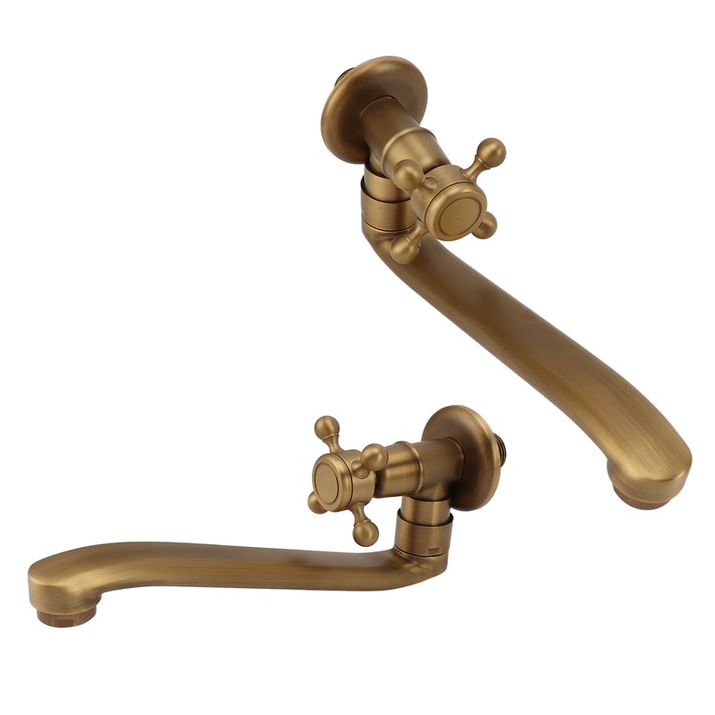 Antique Garden Faucet with Extended Spout Antifreezing Copper Wall Mount