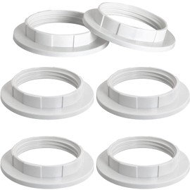 LUORNG 6 anillos de sombra de luz para enchufes E27/E26, anillo de enchufe, anillos de retención para pantallas de lámpara de vidrio/accesorios de luz, color blanco