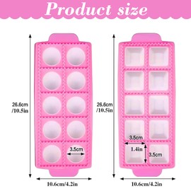 Tilizan 2 Pieces Plastic for Ravioli Moulds, Mould for Round, Square Ravioli, Ravioli Moulds with 10 Grids, Dumpling Mould Set, Easy to Clean, for Kitchen, Household, Living