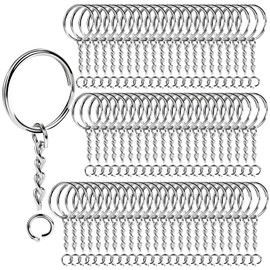 Teenitor Key Chain Rings Keychain Rings, 60pcs Key Ring Metal Keychain Split Key Rings Bulk, Keyring 25mm with 26mm Key Chains and 60pcs Open Jump Ring for Craft Key Ring