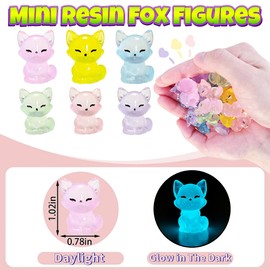 28Pcs Luminous Mini Resin Fox Animals Figures, Miniature Resin Animals Figurines for Kids and Adults, Cute Fox Figurines Glow in The Dark for Fairy Garden, Dollhouse, Birthday Gifts, Room Decor