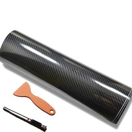 DIYAH 6D High Gloss Black Carbon Fiber Vinyl 60" x 60" / 5 FT x 5 FT Bubble Free Air Release Car Wrap Film Automotive DIY Decals with Hand Tools