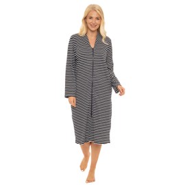 Suzy & Me Ladies 100% Cotton Zip Dressing Gown (as8, numeric, numeric_18, numeric_20, regular, regular, NAVY)