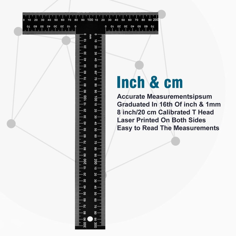 T Square Ruler - 12 inch Metal T Ruler for