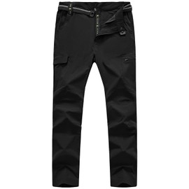TBMPOY Men's Hiking Work Cargo Pants Lightweight Waterproof Quick Dry Outdoor Mountain Pant Summer Fishing Camping Black L