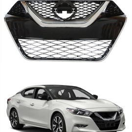 waltyotur Black Silver with Chrome Molding Grille Front Grille Assembly Replacement for Nissan Maxima 2016 2017