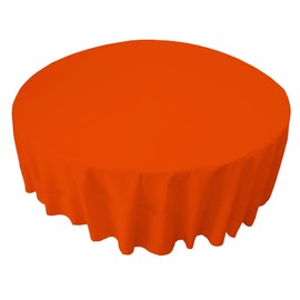 LA Linen Polyester Poplin Washable Round Tablecloth, Stain and Wrinkle Resistant Table Cover 72", Fabric Table Cloth for Dinning, Kitchen, Party, Holiday 72-Inch, Orange, (TCpop72R_OrangeP48)