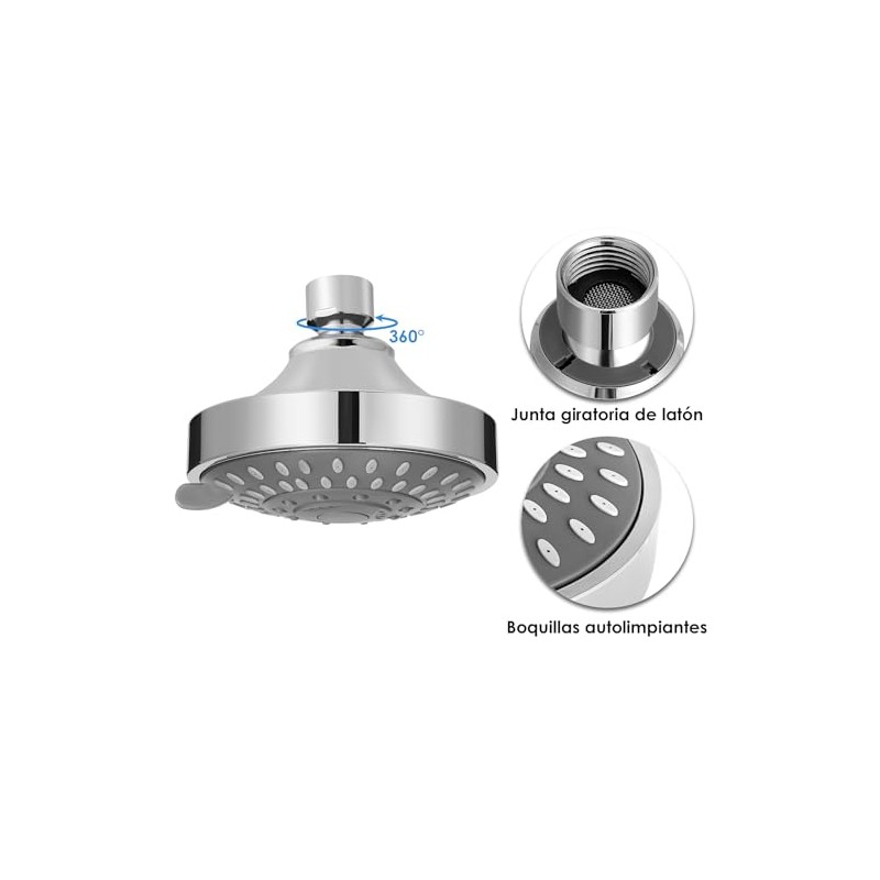 YOMYM Cabezal de Ducha Lluvia de Alta Presión, 5 Configuraciones