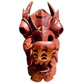 QT S Garuda Dragon Wood Mask Wall Hanging Helmet Hand Carved on Single Wood in Nepal Nepali Tibet Tibetan Creature Garuda Animal Monster Wooden Mask for Home Office Décor and Gift