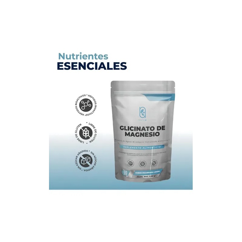 Naíma Glicinato Magnesio Polvo Sabor Frambuesa Limón 300g Gluten Vegano