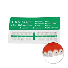 10 Paquetes de Soportes Dentales Ortodónticos de Cerámica, Brackets MBT/Roth de 022" Ranura 345 con Gancho (Soporte MBT)