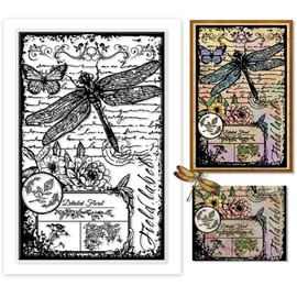 PH PandaHall Vintage Clear Stamps, Dragonfly Silicone Stamp Insects Rubber Stamps Transparent Stamps PVC Plastic Stamps for Card Making Photo Album Decoration and DIY Scrapbooking