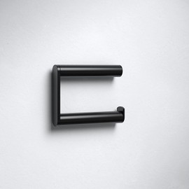 KEUCO Plan Black Selection Metal Toilet Roll Holder Matte Powder Coated Open Shape Toilet Roll Holder for Bathroom and Guest Toilet