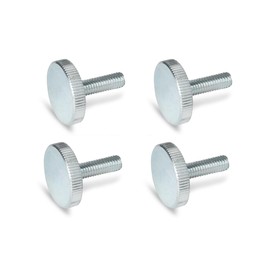 Ganter Normelemente Flat knurled screws, knurled screws (low shape), DIN 653-M5-12-ZB, pack of 4, galvanised steel, thread: M5 x 12